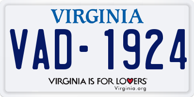 VA license plate VAD1924