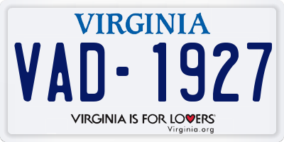 VA license plate VAD1927