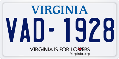 VA license plate VAD1928