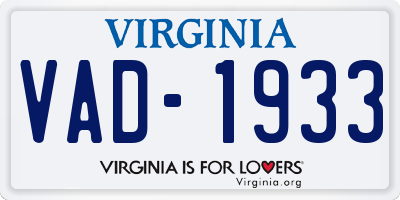 VA license plate VAD1933