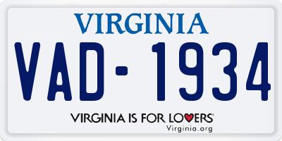 VA license plate VAD1934