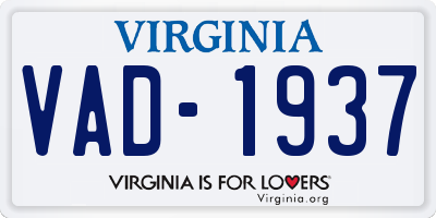 VA license plate VAD1937