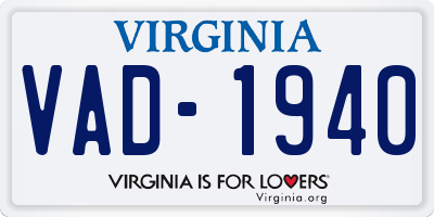VA license plate VAD1940