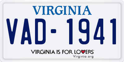 VA license plate VAD1941