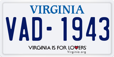 VA license plate VAD1943