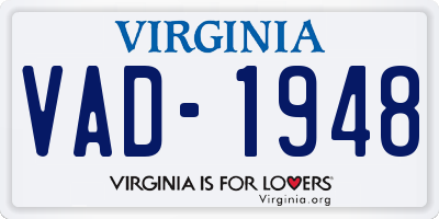 VA license plate VAD1948