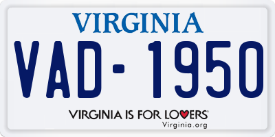 VA license plate VAD1950