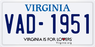 VA license plate VAD1951