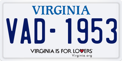 VA license plate VAD1953