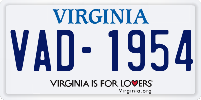VA license plate VAD1954