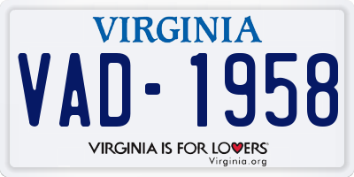 VA license plate VAD1958