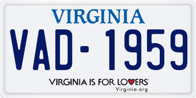 VA license plate VAD1959