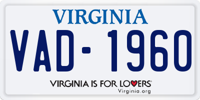 VA license plate VAD1960