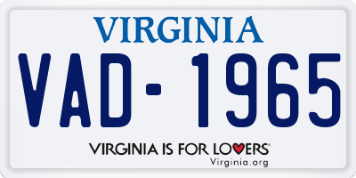 VA license plate VAD1965