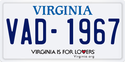 VA license plate VAD1967
