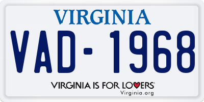 VA license plate VAD1968