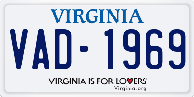VA license plate VAD1969