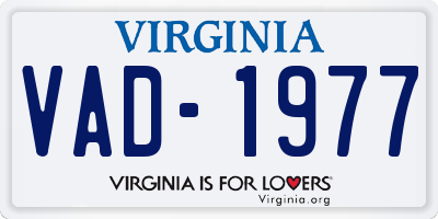 VA license plate VAD1977