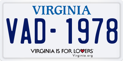 VA license plate VAD1978