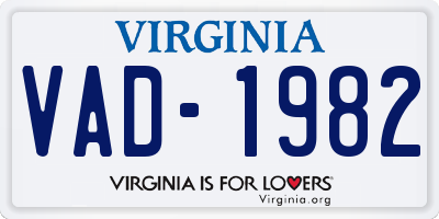 VA license plate VAD1982