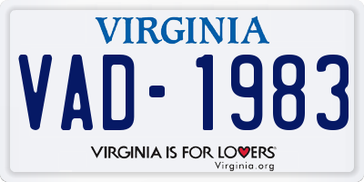 VA license plate VAD1983