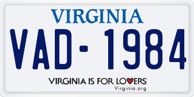 VA license plate VAD1984