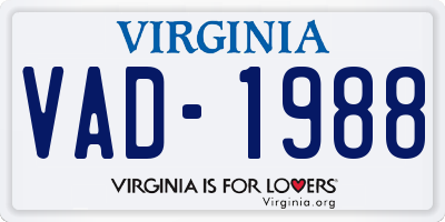 VA license plate VAD1988