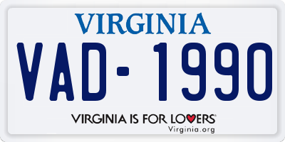VA license plate VAD1990