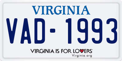 VA license plate VAD1993