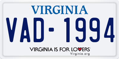 VA license plate VAD1994