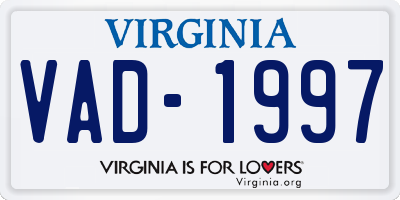 VA license plate VAD1997