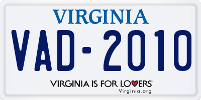 VA license plate VAD2010