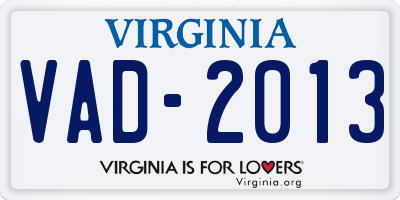 VA license plate VAD2013