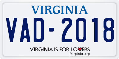 VA license plate VAD2018