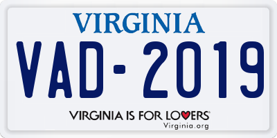 VA license plate VAD2019