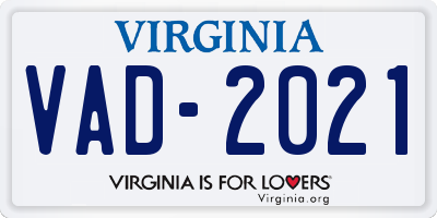 VA license plate VAD2021