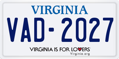 VA license plate VAD2027