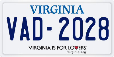 VA license plate VAD2028