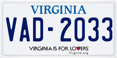 VA license plate VAD2033