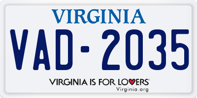 VA license plate VAD2035