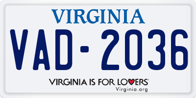 VA license plate VAD2036