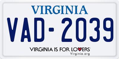 VA license plate VAD2039