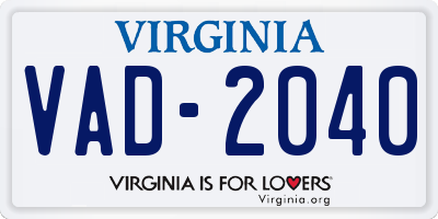 VA license plate VAD2040