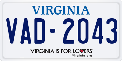 VA license plate VAD2043