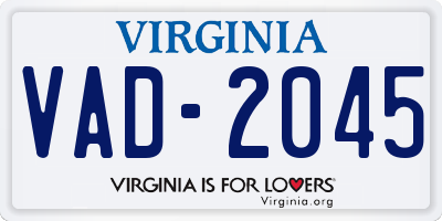 VA license plate VAD2045