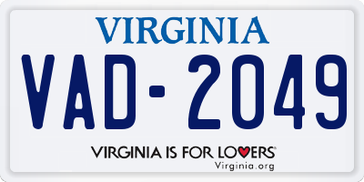 VA license plate VAD2049