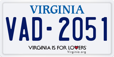 VA license plate VAD2051