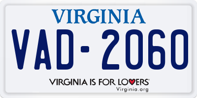 VA license plate VAD2060