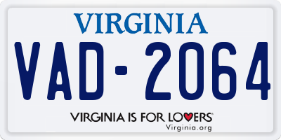 VA license plate VAD2064