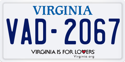 VA license plate VAD2067